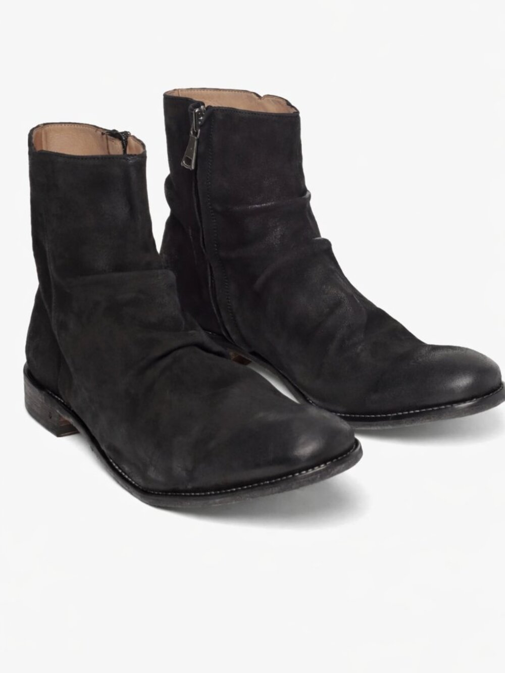 JOHN VARVATOS Morrison Sharpei Leather Boots Distressed Black Size 11 Luxury